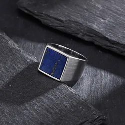 Stainless Steel Ring for Men Boys,Geometric Ring Square Ring Signet Ring,Punk Trend Jewelry Gift