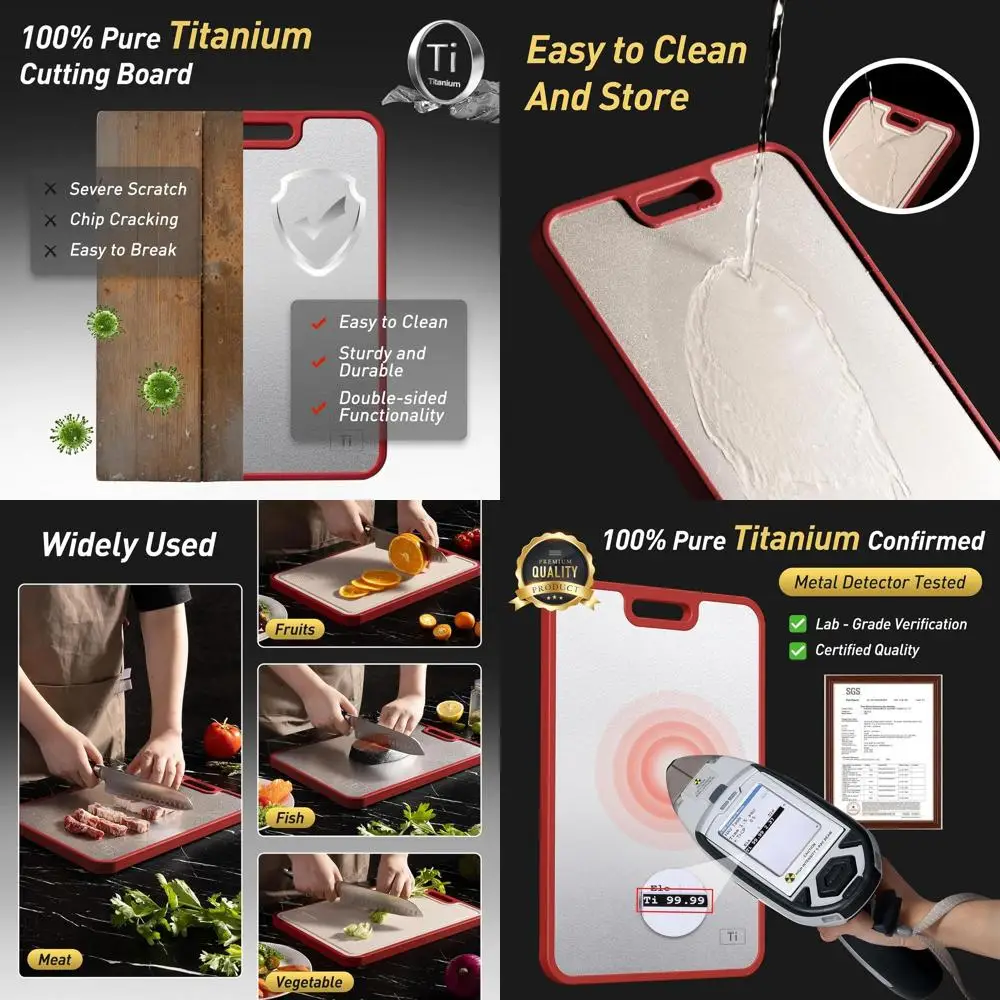 

Титановые разделочные доски для кухни — разделочные доски из чистого титана 2 в 1, идеальный уникальный подарок для мам, Рождества, дней рождения и
