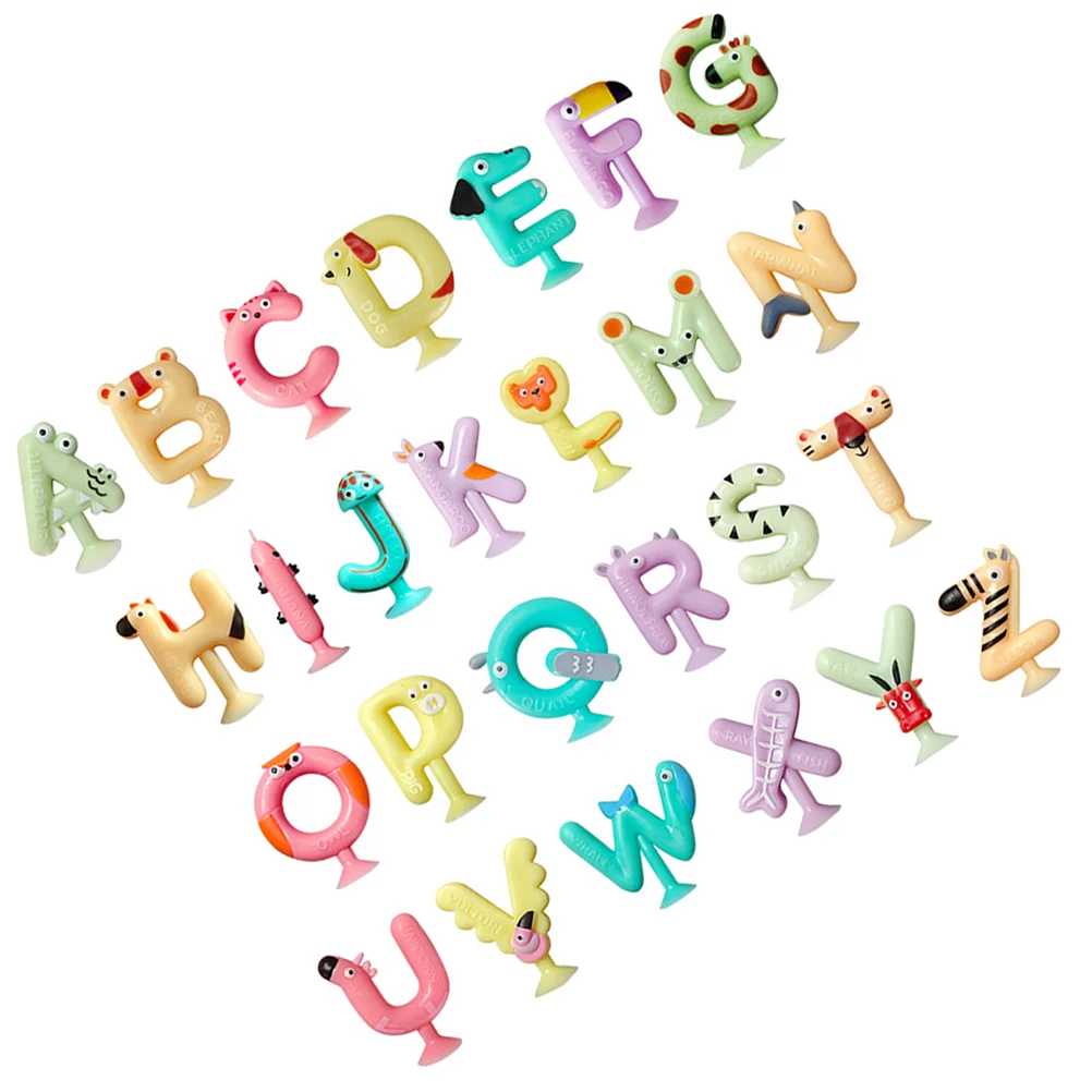 

26 Pcs Toddler Bath Toys Alphabet Suction Cup Letters Animal Educational Spelling Learning Games Silica Gel Child