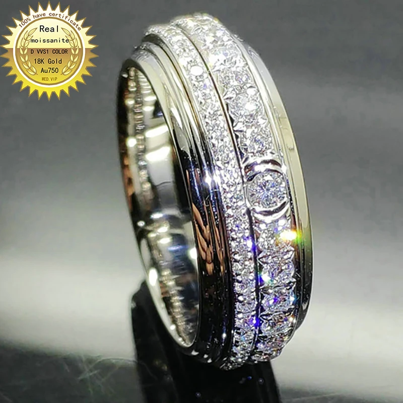 

18K Au750 White Gold Ring 1.8Carat Nature Diamond luxury with diamond transfer ring wedding Engagement Anniversary Fashion