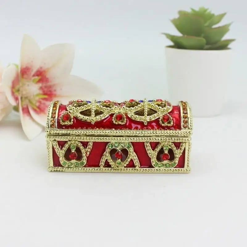 A52E Handcrafted Enamel Flower Jewelry Box For Earrings Bracelets