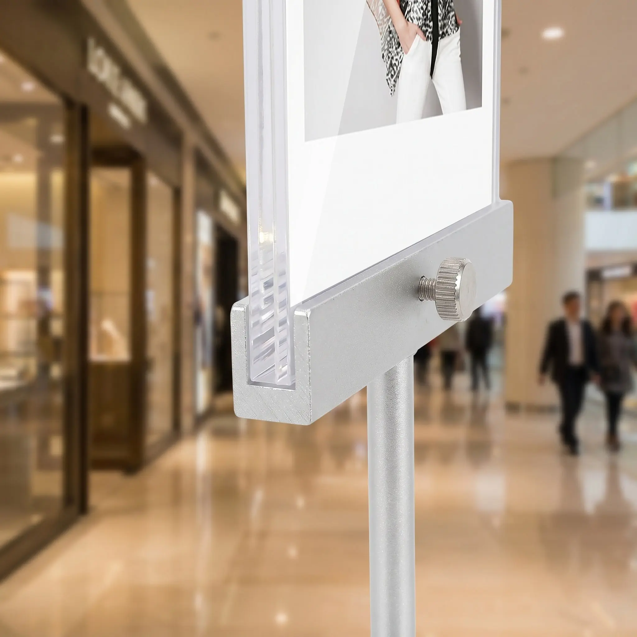 Silver Aluminum Alloy Sign Holder Clamp Adjustable Clip on for Clothing Price Tag Vendor Booth Sign Holder Store Advertising