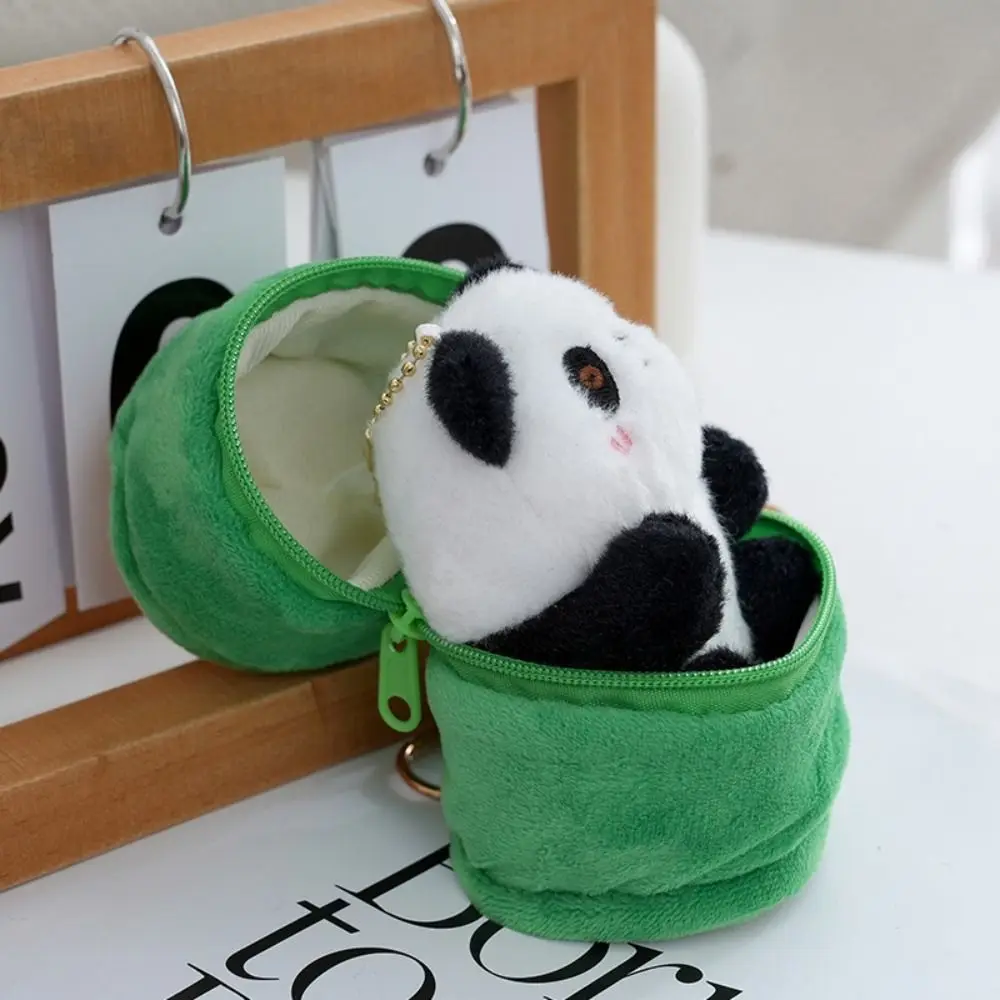 

Lovely Cute Bamboo Tube Panda Keychain Plush Stuffed Toys Kawaii Animal Pendant Key Ring Cartoon Gift