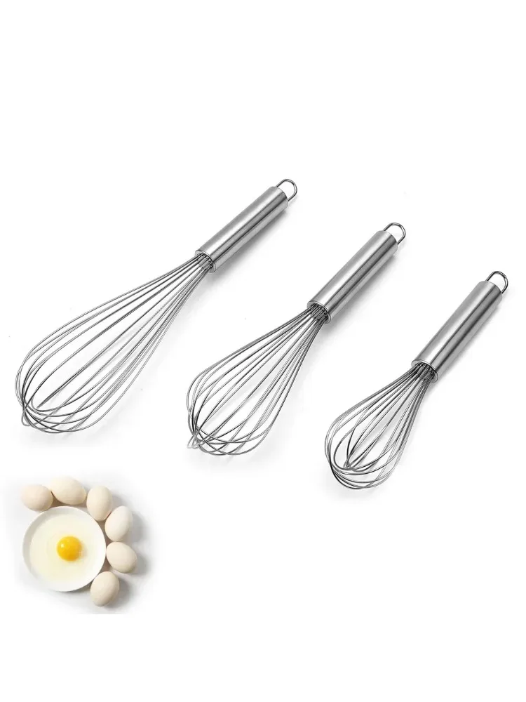 Fouet à ballon à œufs en acier inoxydable, 6/8/10 pouces, batteur à œufs manuel, mélangeur, ustensile de cuisine, crème, beurre