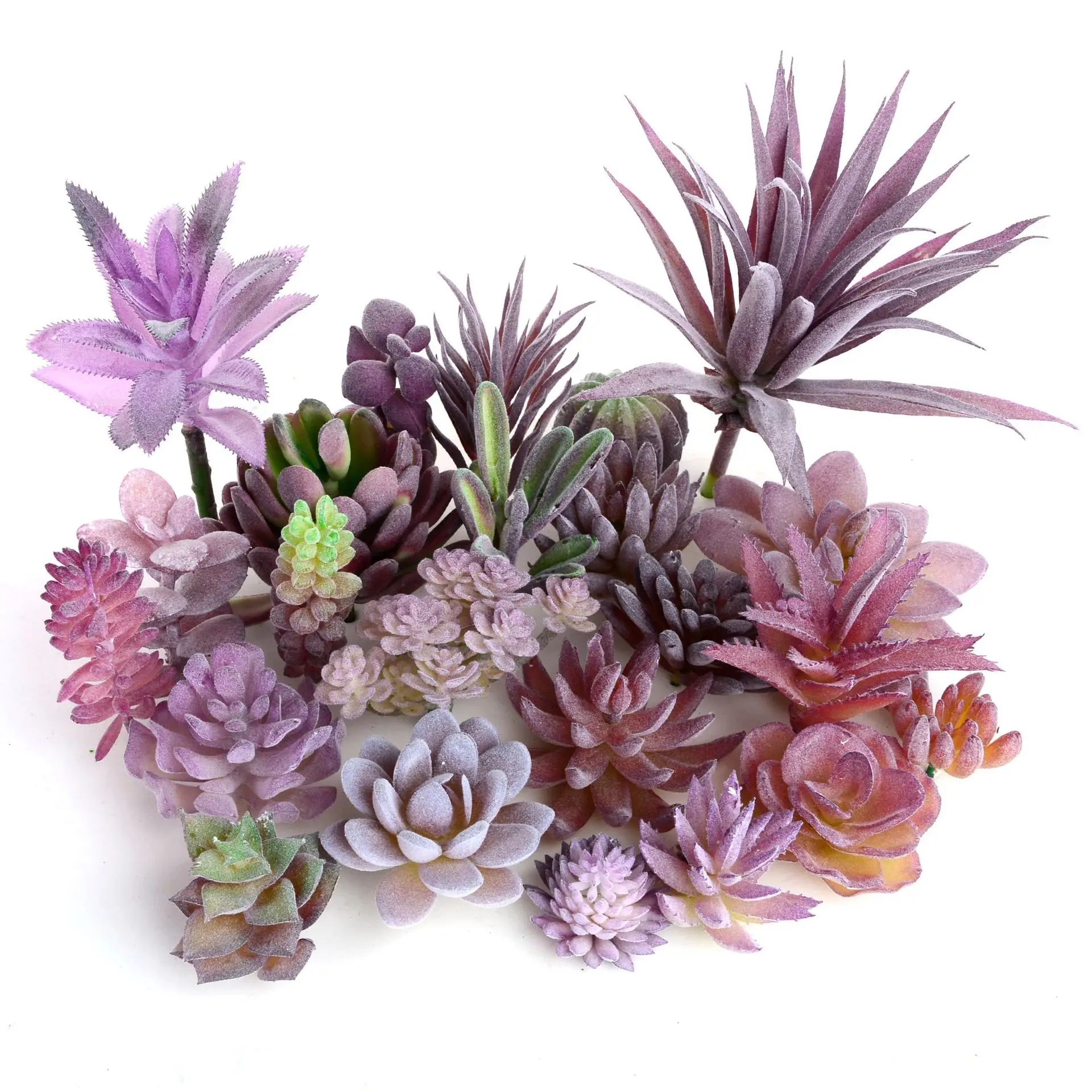 39Styles Purple Flocking Artificial Succulents Plants Home Garden Decoration DIY Plants Wall Flower Arrangement Fake Plants