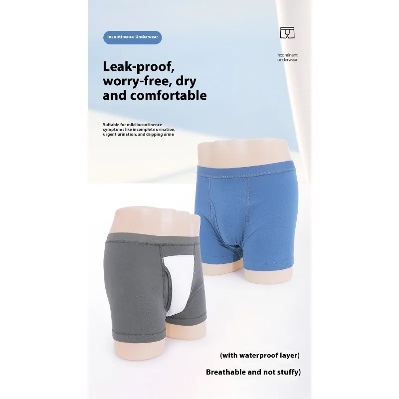 ‌ Intimo per incontinenza da uomo Slip boxer lavabili leggeri a tenuta stagna Protezione postoperatoria Comfort per anziani Comfort traspirante