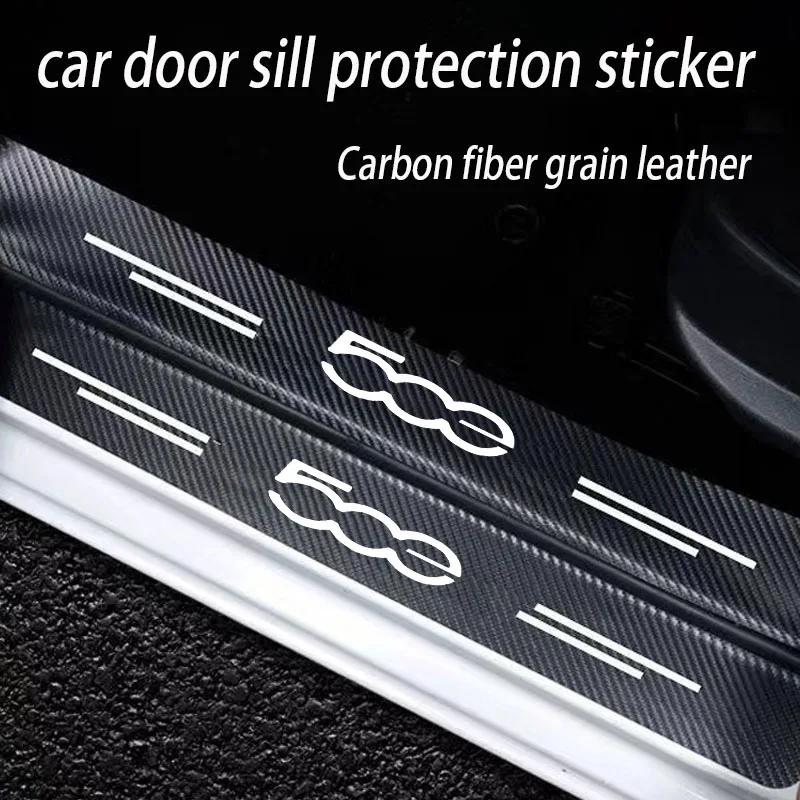 Carbon Fiber Car Sticker Auto Door Trunk Protective Strip Anti Scratch Decal For FIAT 500E 500 500L 500C 500S 500X Accessories