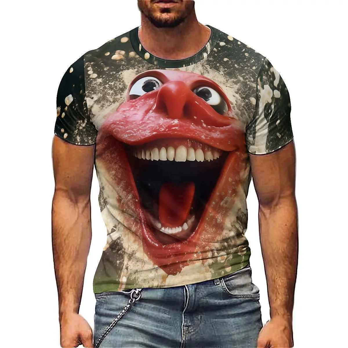 

Four-Season Beach Travel Men's 3D Printed Short-Sleeve T-Shirt - Full-Print Top