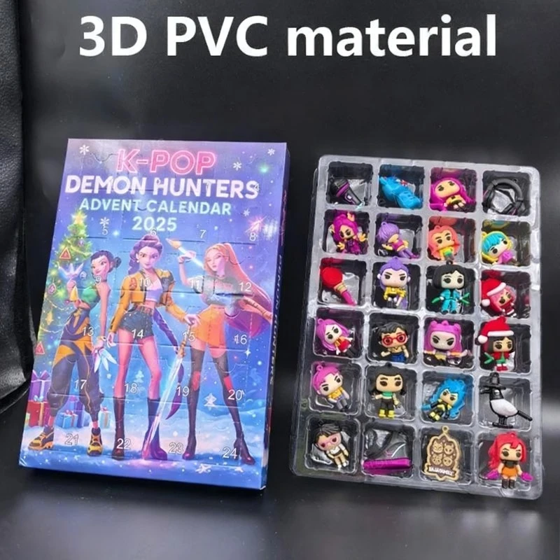 

3D KPop Demon Hunters Advent Calendar 24 Days Christmas Countdown Gift with Rumi Mira Zoey Figures