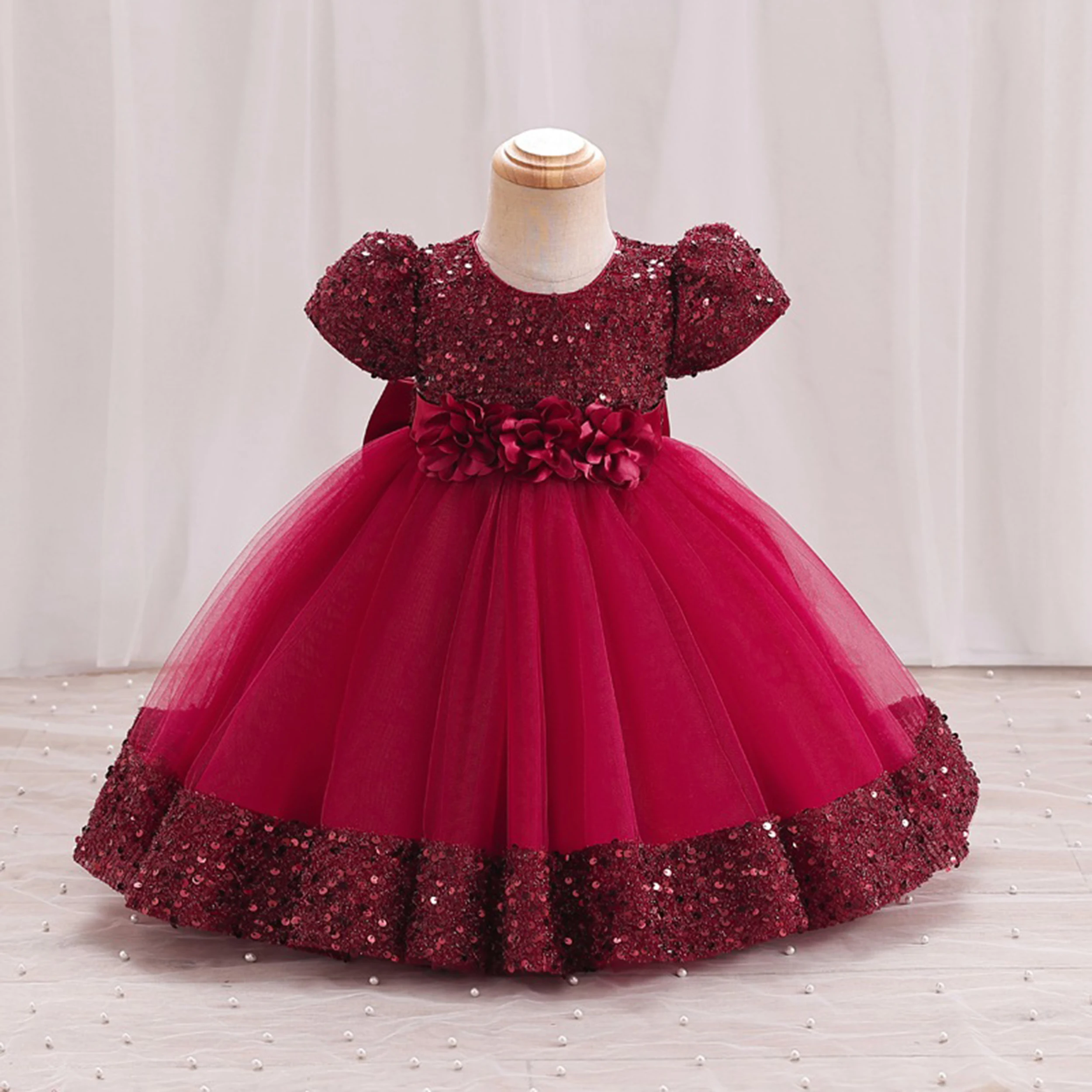 

Baby Little Girls Formal Flower Girl Dress Toddler Sequined Birthday Party Pageant Dress Q153