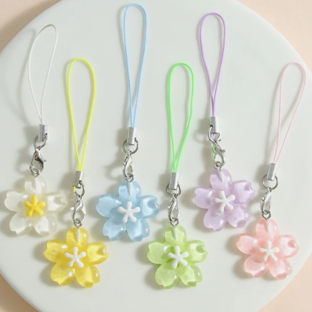 

Creative Lovely Flower Phone Strap Sweet Jelly Color Sakura Keychain Pendant Cute Fashion Backpack Hanging Ornaments Couple Gift