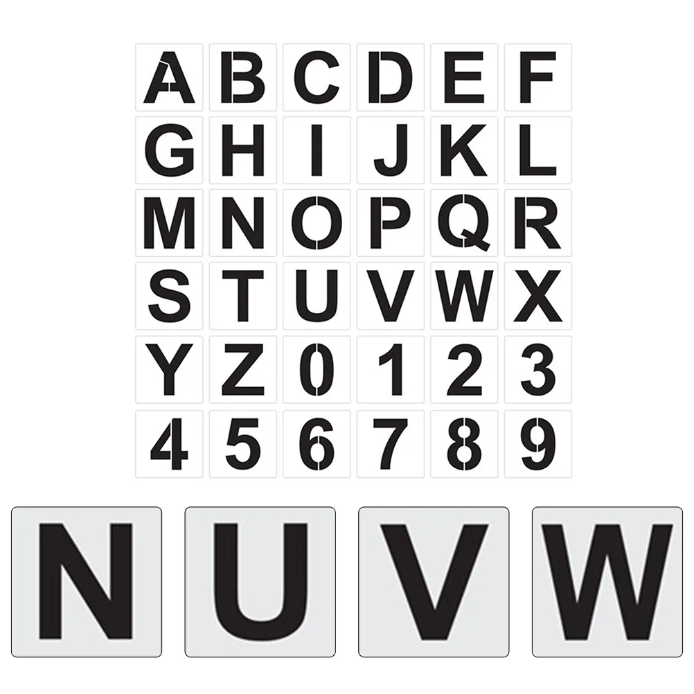 مجموعة واحدة من قالب رسم أرقام الحروف الأبجدية الكبيرة للوحة باب الحائط DIY رسم الأبجدية القابلة لإعادة الاستخدام