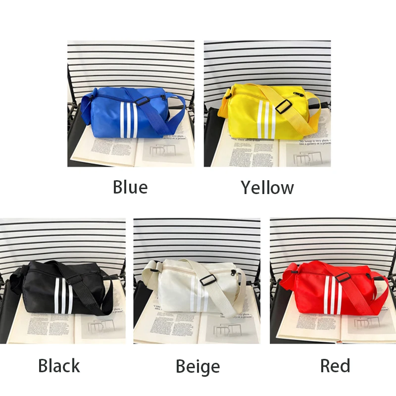 Large Capacity Striped Nylon Pillow Casual Sports Single Shoulder Crossbody Bag