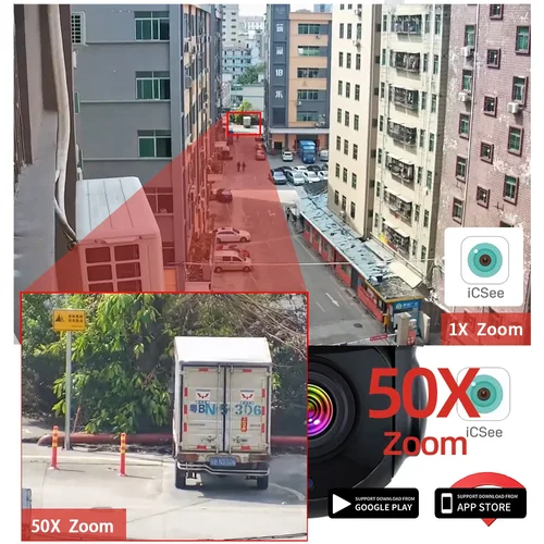 Imagen 2 del producto PEGATAH 4K 8MP WiFi cámara de videovigilancia 50X Zoom CCTV AI detección humana seguridad al aire libre PTZ IP Cam 60m Color visión nocturna
