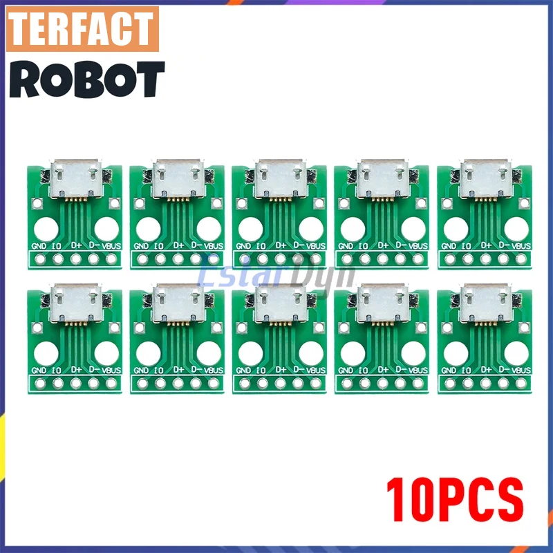 10pcs Micro USB to DIP Adapter 5Pin Female Socket B Type PCB Breadboard Converter SMT Module for Arduino DIY Prototyping