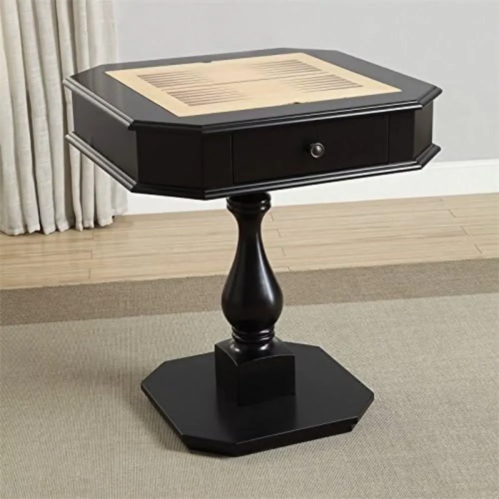 2-Drawer Black Board Table para Xadrez, Damas, Gamão, 28 em x 28 em x 31 em