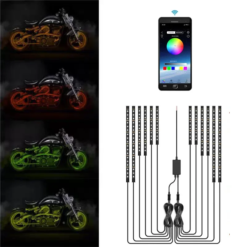 

Автомобиль, мотоцикл, декоративная лампа, 12 В, RGB, яркая лампа с управлением музыкой через приложение, гибкая Водонепроницаемая неоновая лампа