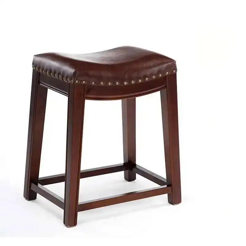 

Деревянный барный стул с кожаной обивкой в американском стиле, дизайнерский, элегантный, для кухонного острова, мебель для кафе
