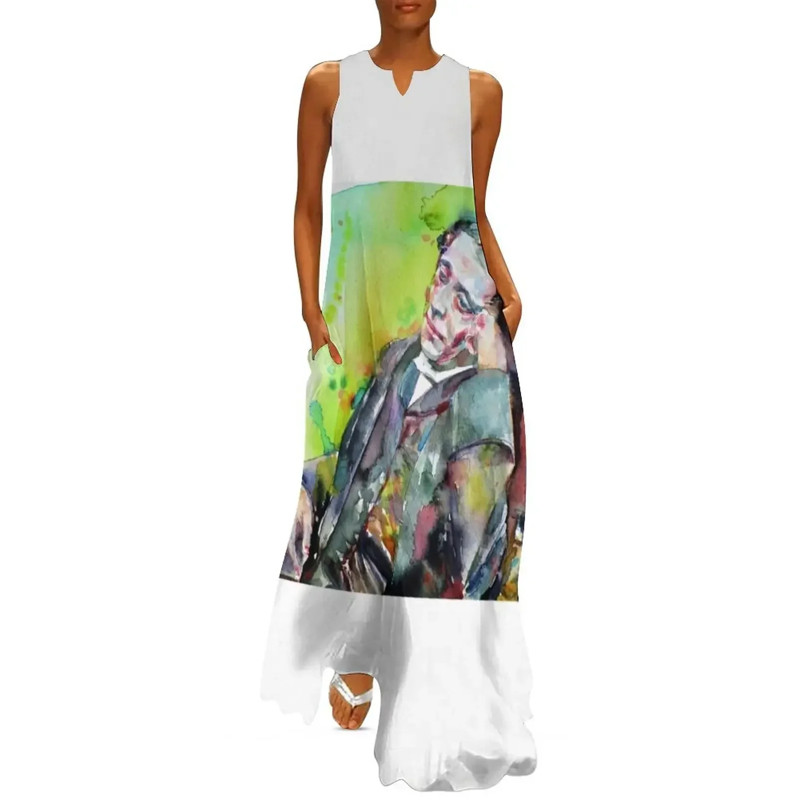 

LEWIS CARROLL - watercolor portrait Long Dress Woman fashion Evening dresses dresses for special events Dress