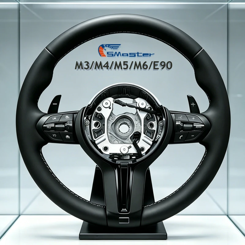 

Black M Sports Steering Wheel for BMW F30 F15 F20 F10 F06 F11 F21 F22 F25 F26 F31 F35 F80 with Paddle Shifter Full Leather M3 M5