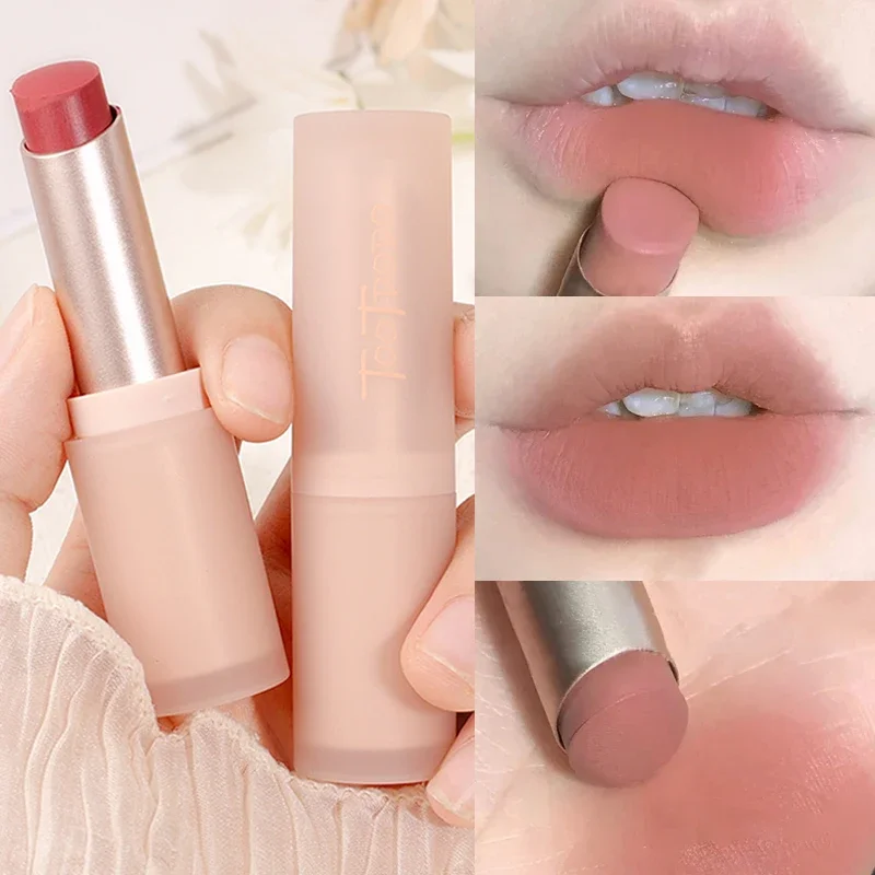 Korean Nude Red Velvet Lipstick Matte Waterproof Long Lasting Pink Red Brown Lipsticks Sexy Lip Tint Non-stick Cup Lips Cosmetic