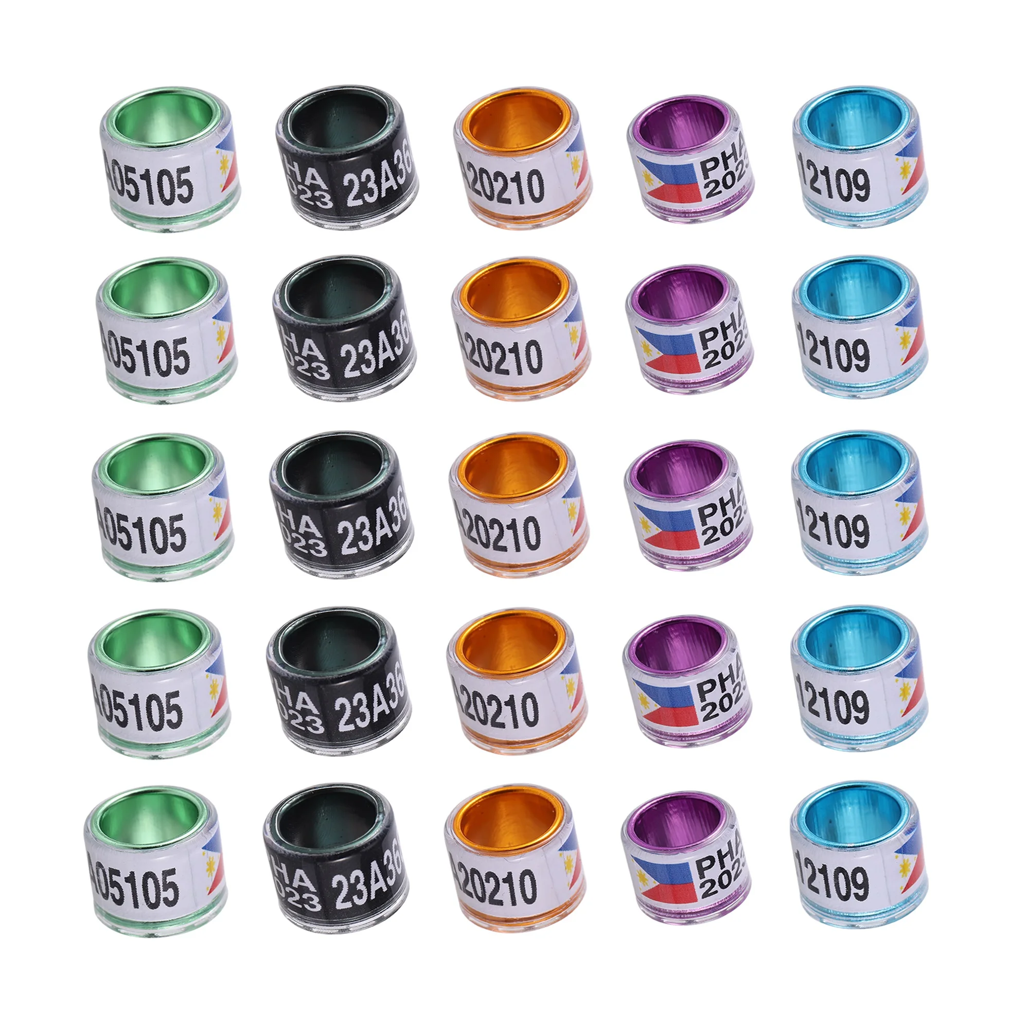 PHA 2023 Pigeon Foot Ring ID 8mm High Quality Durable Colorful Aluminum Core with Numbers Bird Foot Ring Bird Supplies 10 Pcs