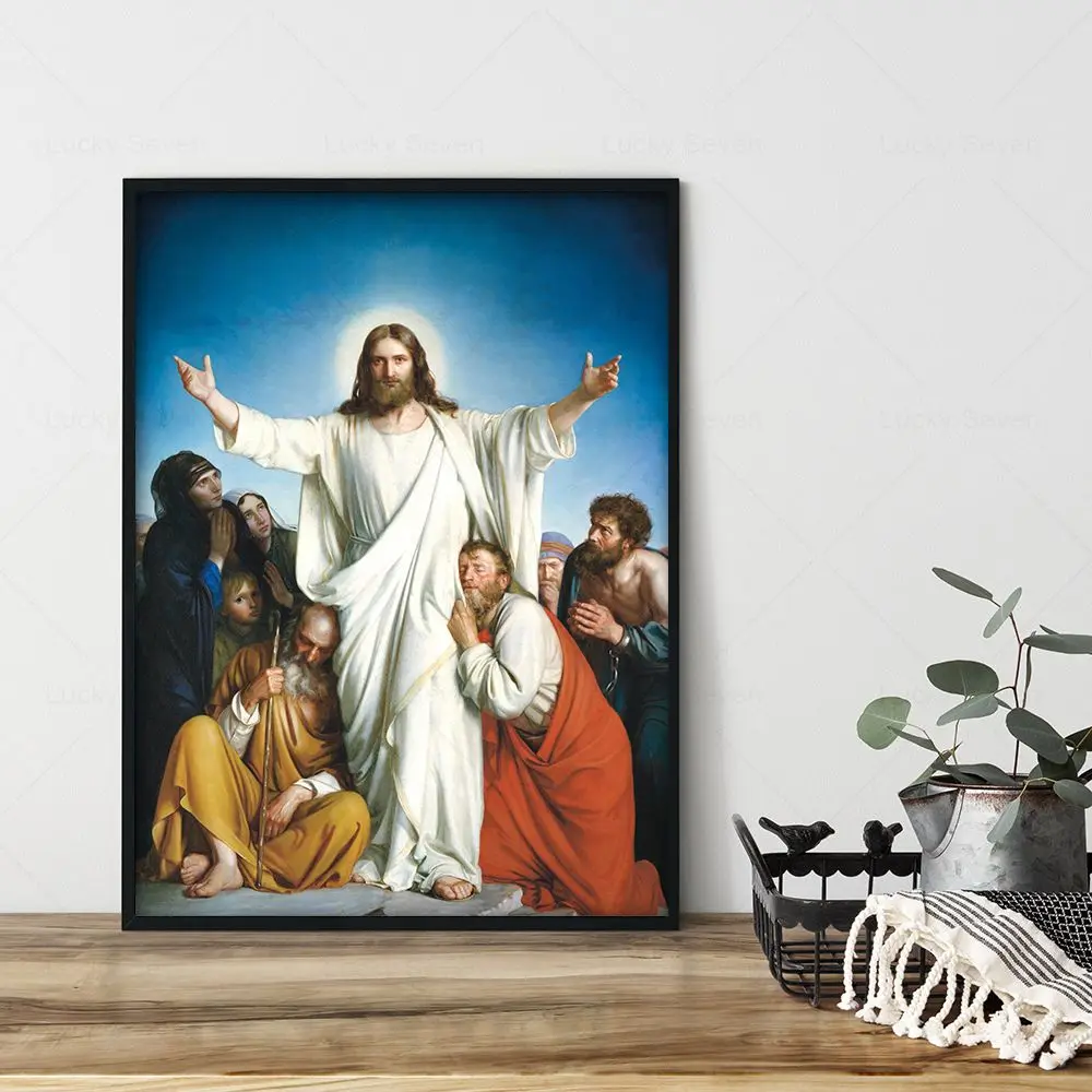 Holy Jesus Hanging Art Poster Figure Print Mary Church Christ Sacred Heart Religion Canvas Painting Christian Decor Wall Picture