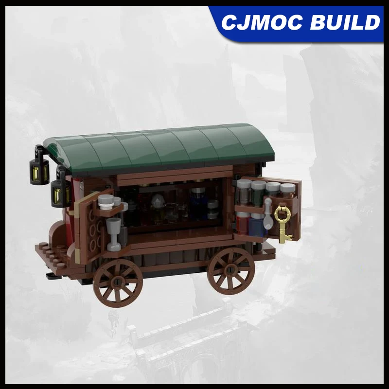 228pcs Medieval Castle Potion Seller Carriage Building Block Model DIY Assembling Bricks Toys For Collector MOC-78795