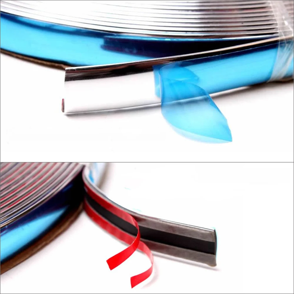 New High Quality 12mm 16ft Car Bumper Strip Adhesive Auto Bright Silver Chrome Moulding Trim For Car Products Tools