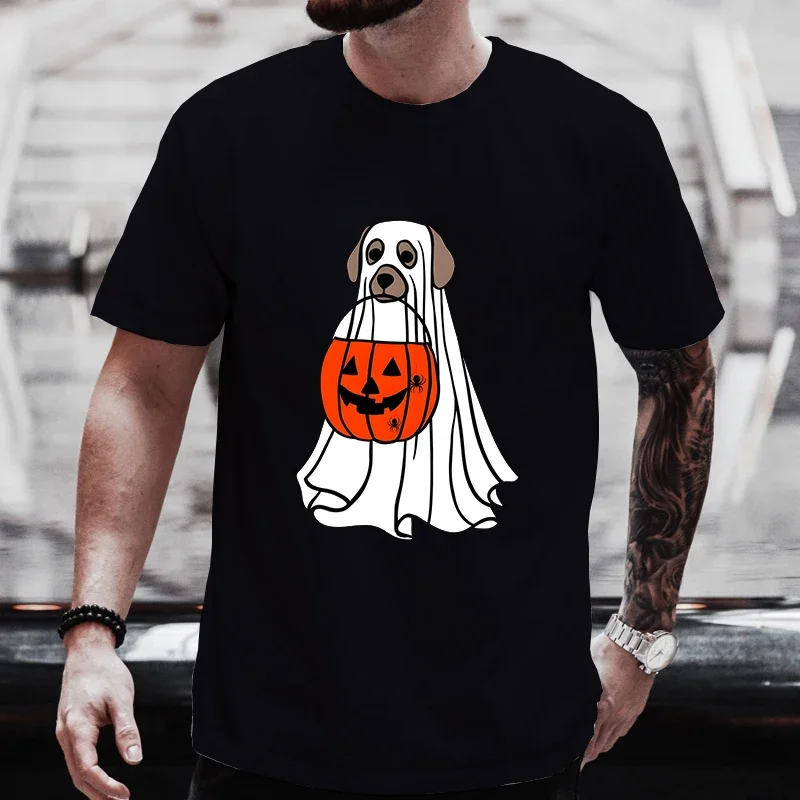 Cute Halloween Dog Y2k T-Shirt for Men Spooky Halloween Party T-Shirt Retro Gothic Shirt Unisex Adult Graphic Tee Shirt Clothes