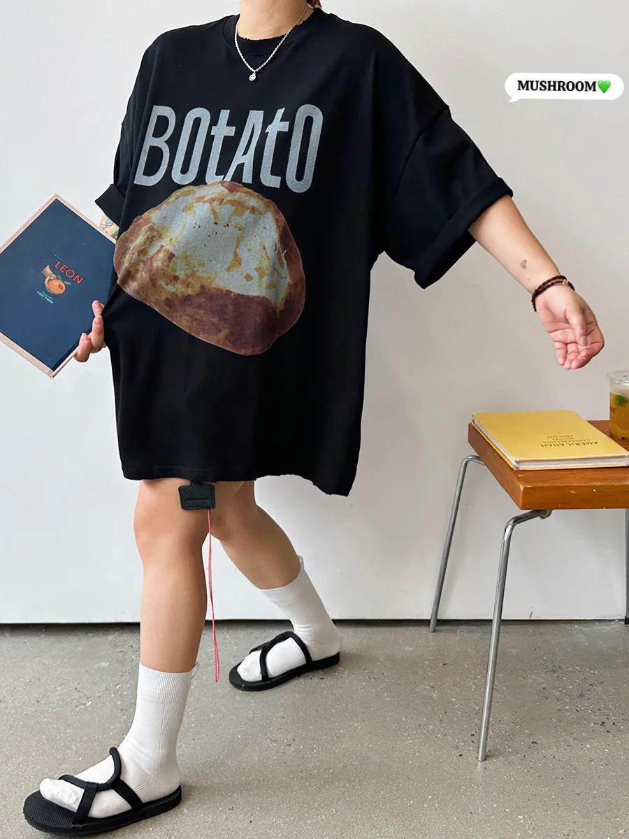 

Модная женская футболка с коротким рукавом и крупным принтом в стиле ретро, повседневный хлопковый летний топ для женщин