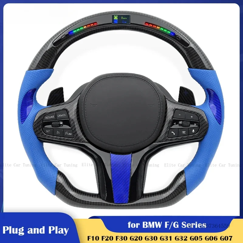 

Sport LED Blue Carbon Steering Wheel for BMW F/G Class G05 G06 G07 G08 G11 G12 G14 G15 G16 G17 G20 G29 G30 G31 G32 F10 F20 F30