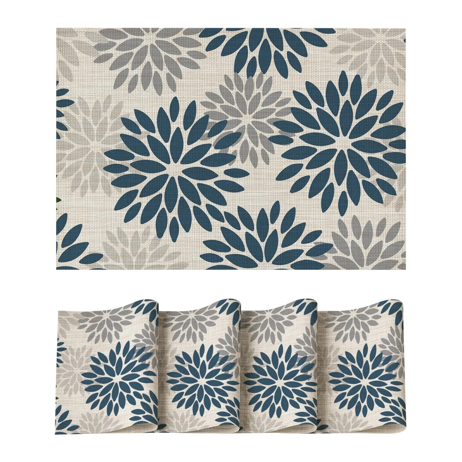 

Floral Printed Placemats Set of 4, 12x18 Inch Wipeable Non-Slip Place Mats for Party Kitchen Dining Decor