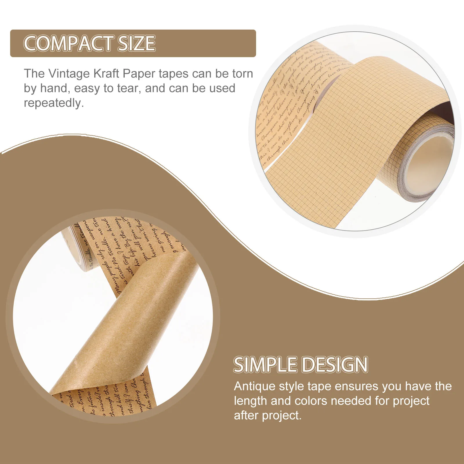 2 لفات كرافت ورقة الشريط خمر نمط الزخرفية لاصق Diy بها بنفسك سجل القصاصات أشرطة لمجلة دفتر القرطاسية لوازم الحرفية