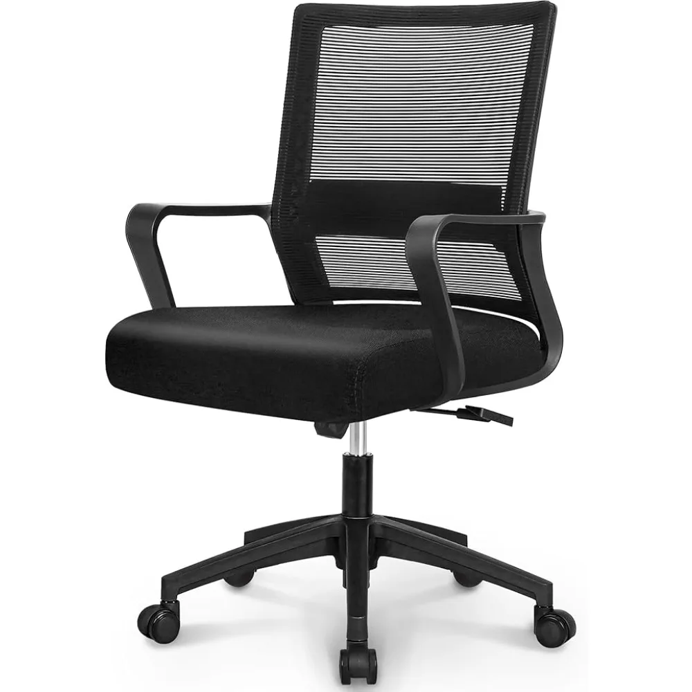 Office Desk Computer Gaming Chair for Home Ergonomic Mid Back Cushion Mesh Chair with Wheels Lumbar Support Comfy Swivel