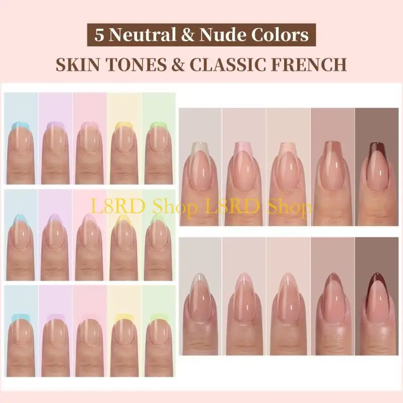 L8RD 150Pcs 3 in1 X Coat Tip Gels Nails Tips Press On Fakes Nails for Nail Extensions