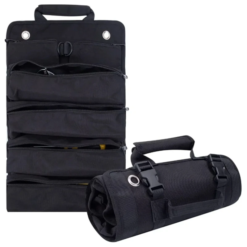 ABKJ-Multi-Purpose Tool Bag Professional Multi Pocket Hardware Tools Pouch Roll UP Portable Small Tools Organizer Bag
