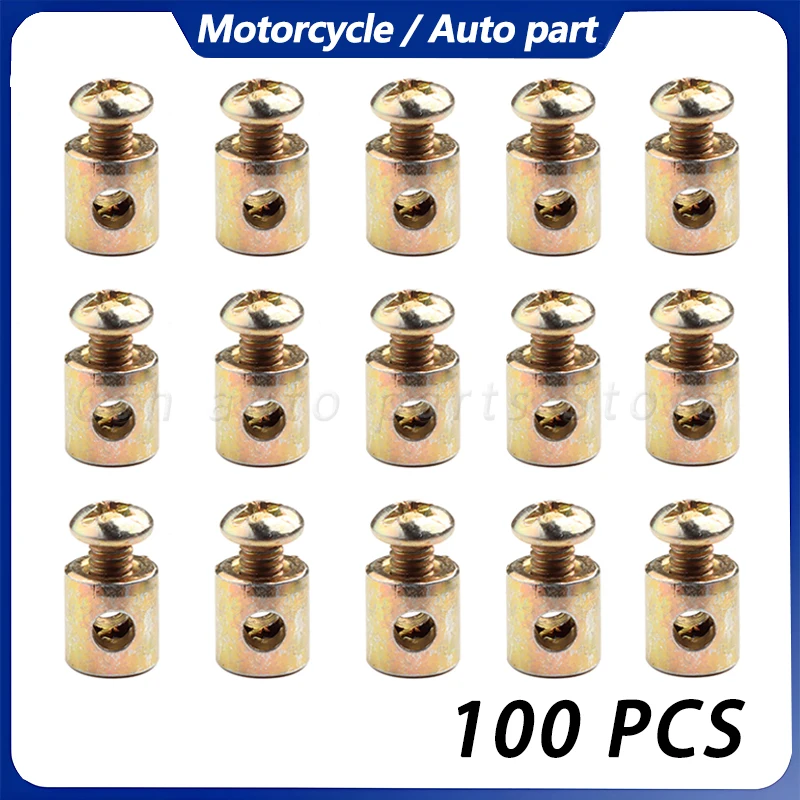 

50 Pcs / 100 Pcs Cable Stop Bolt Pin For Motorcycle Brake Clutch Choke Cable Repair Go Kart Bike ATV Quad 4Wheel Mower