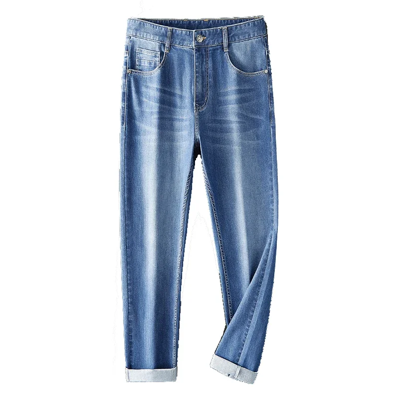 Brownon marca masculina designer jeans para homem 2025 primavera e verão novos jeans lavados meados de linha reta luz elástica jeans roupas masculinas