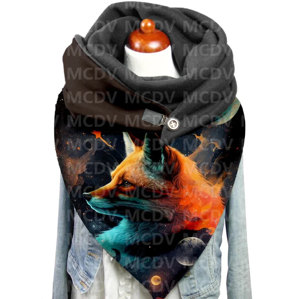 Fox 3D Printed Casual Scarf And Shawl for Women Warm and Comfortable Scarf