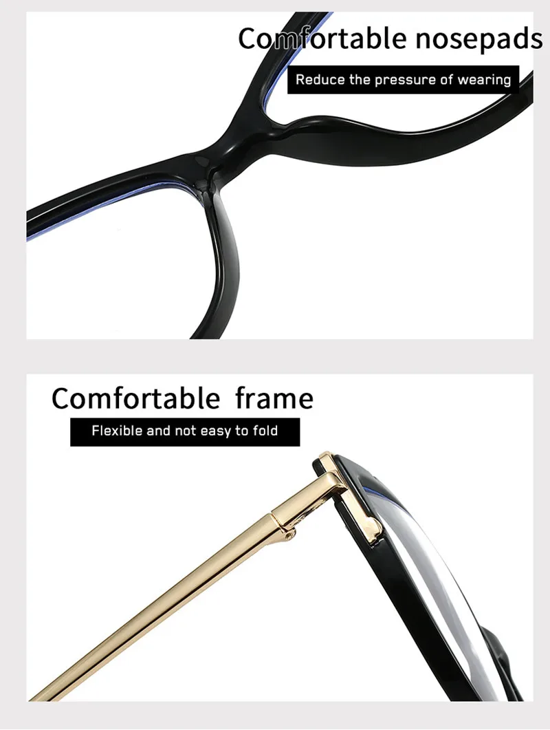 2026 Neue Damen-Lesebrille Hochwertige Blaulichtfilter-Lesebrille Farbblockierende Katzenaugen-Mode Vielseitige Lesebrille – Detail 9