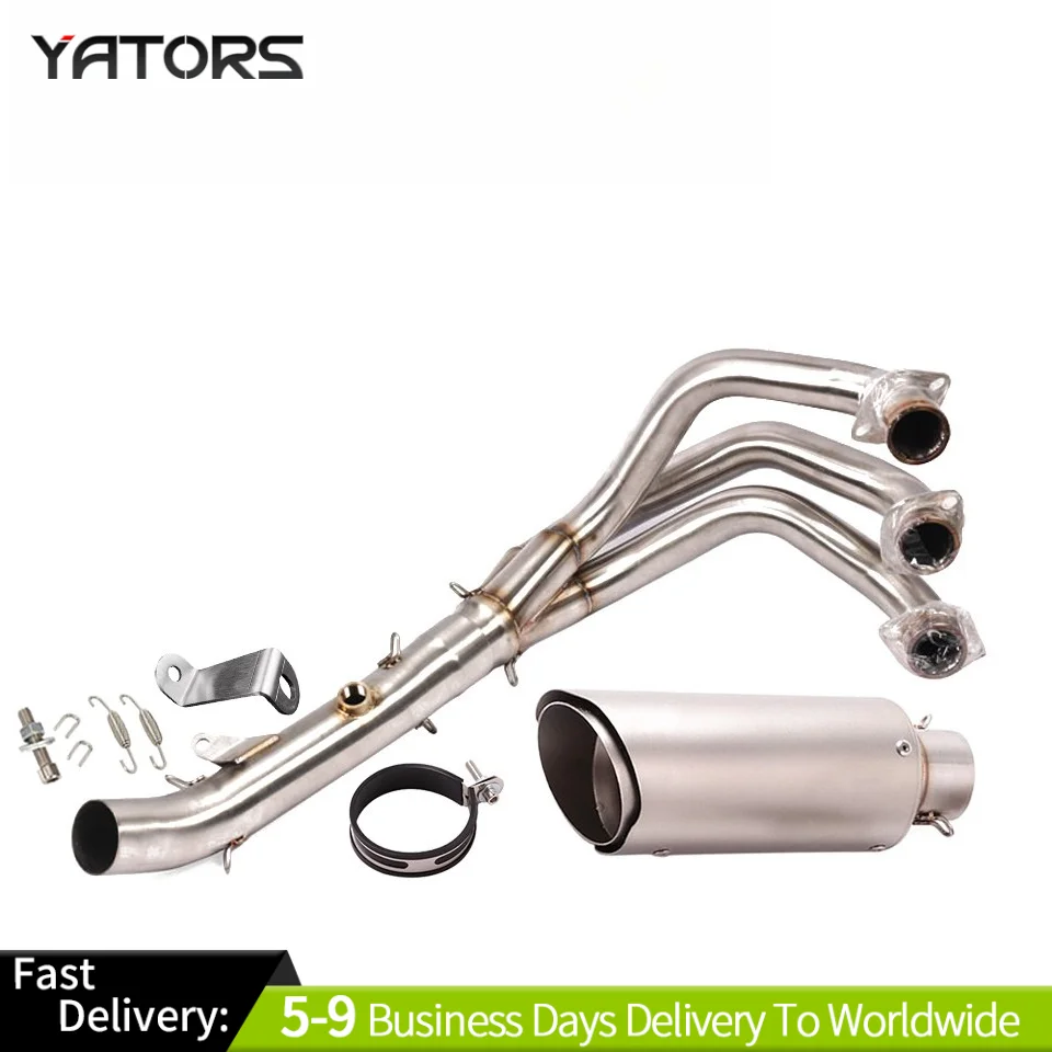 Full Exhaust System Header Link Pipe Muffler Tips For Yamaha FZ09 MT-09 2014-23 Exhausts Pipes