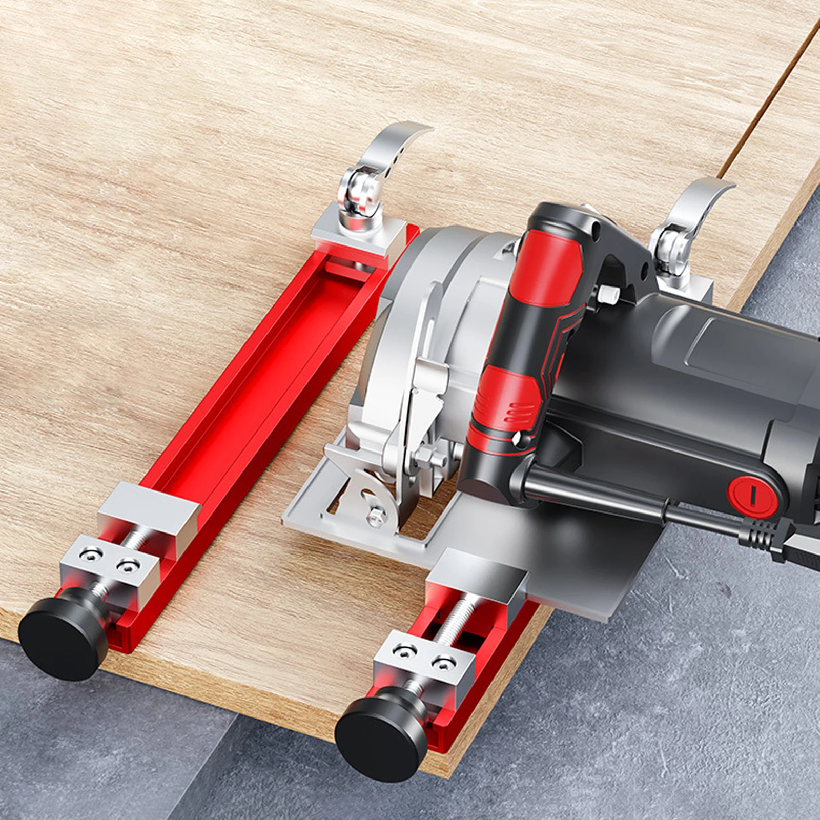 Cutting Machine Ruler Adjustable Width Circular Saw Track Guide Two-Way Buckle Locking Clamp for Woodworking Engraving Framing