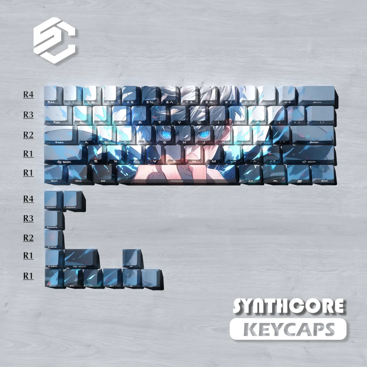 Teclas temáticas Gojo Satoru de 74 teclas, teclas de Anime de cómics, perfil de cereza PBT, teclas personalizadas para teclado mecánico 60 65 68
