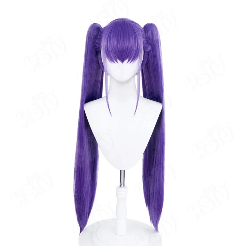 CySchubert Cosplay Wig Fiber synthetic wig Game Azur Lane Cosplay「HSIU 」Purple Mixed Violet Double Ponytail Long Wig+Wig cap
