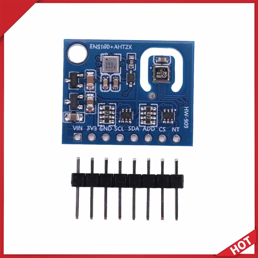 ENS160+AHT21 Air Quality and Temperature Humidity Sensor Carbon Dioxide CO2 ECO2 TVOC Gas Sensor Module High-Precision