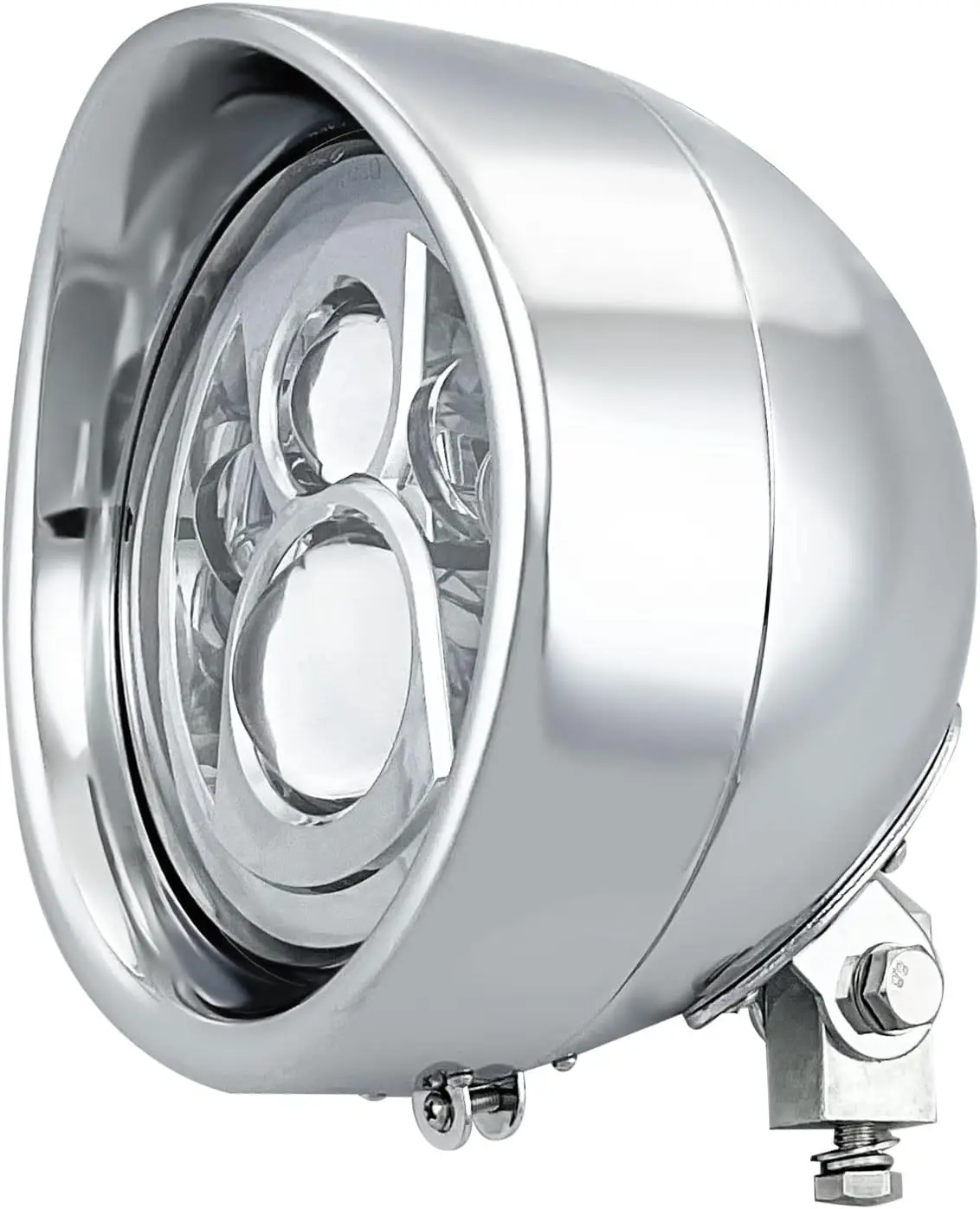 

7" Round Motorcycle LED Headlight with Visor 7 Inch Motorbike High Low Beam Headlamp Bottom Mount Heavy Duty Universal for Harle