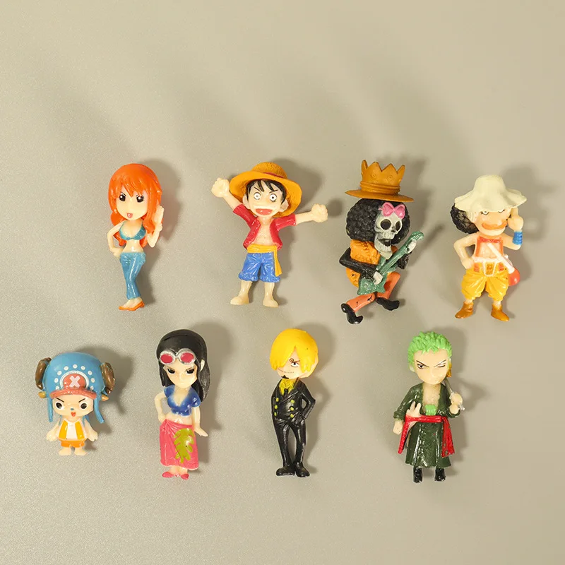 8pcs/set Mini Anime One Piece Action Figure Toy Anime Luffy Zoro Sanji Chopper Figurens Doll Birthday Gift Party  Decor Toys