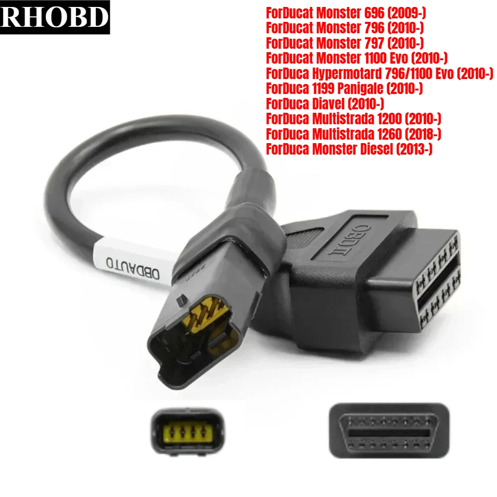 

Лучший мотоциклетный кабель для Ducati, 4-контактный диагностический кабель, 4-контактный разъем для OBD2, 16-контактный адаптер OBD, разъем обнаружения диагностики неисправностей двигателя