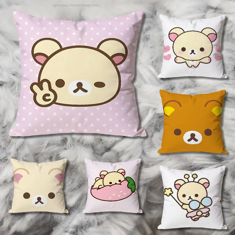 

Cute R-Rilakkumas-S Bear Various Sizes Square Pillow Case For Car Home Bedchamber Decor Custom Valentine gift
